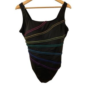 Longitude Womens One Piece Rainbow Swimsuit